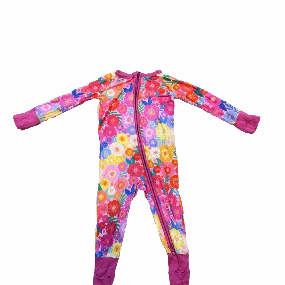 Little Sleepies Floral Zippy Pajamas 6-12M Bamboo Footie Sleeper